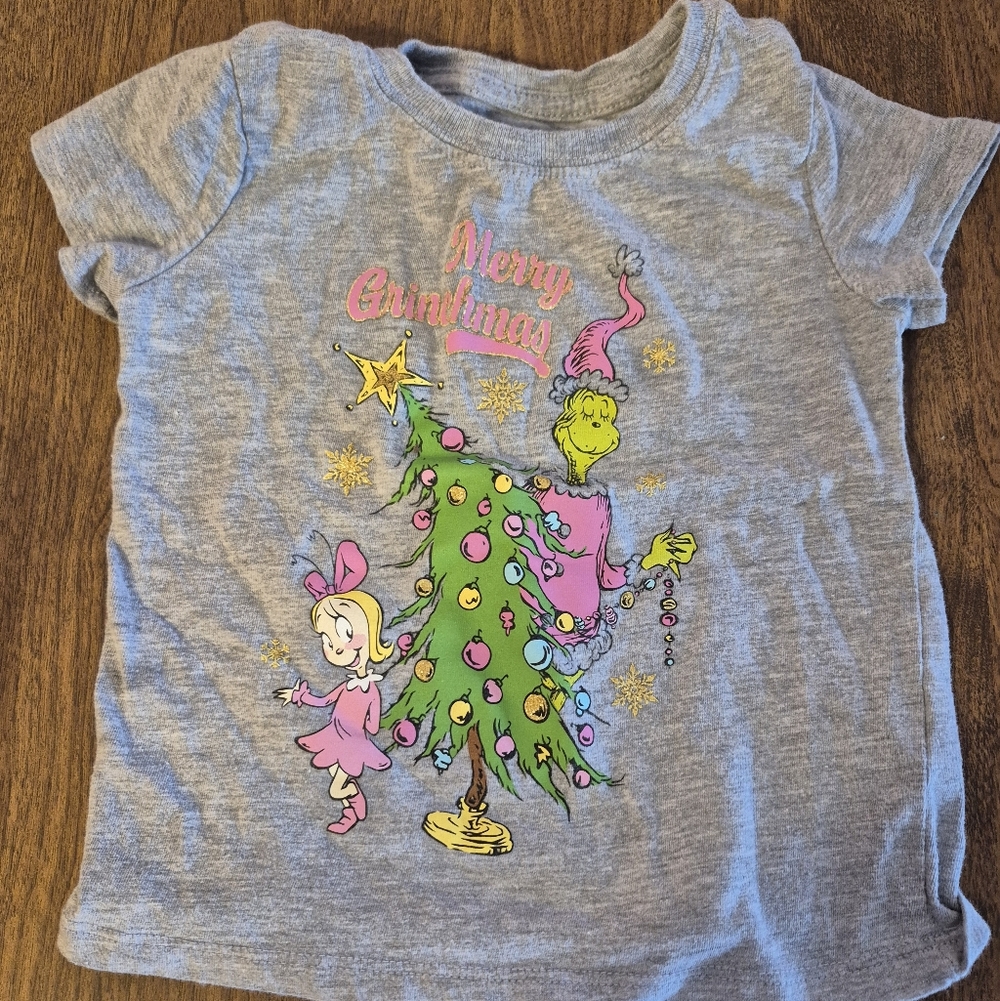 Dr. Seuss Gray Merry Grinchmas Kids T-Shirt